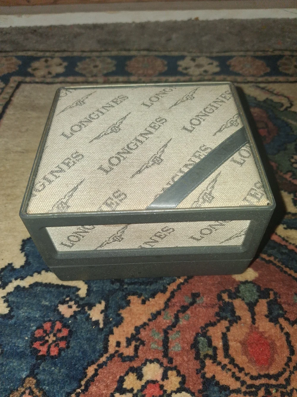 Longines Beige and Silver 1980s Watch Box And Manual